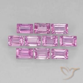 Gemas de Zafiro Rosado claro natural de 1.18 ct, Corte Baguette, VS