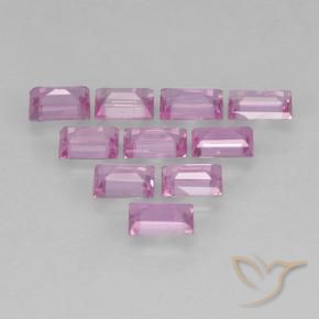 Gemas de Zafiro Rosado claro natural de 1.18 ct, Corte Baguette, VS