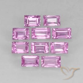 Gemas de Zafiro Rosado púrpura real claro natural de 1.19 ct, Corte Baguette, VS