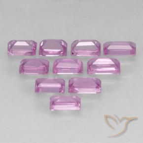 Gemas de Zafiro Rosado púrpura real claro natural de 1.19 ct, Corte Baguette, VS