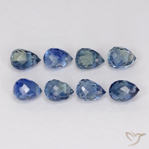 Gemas de Zafiro Azul violeta claro natural de 2.66 ct, Corte Briolette, VS