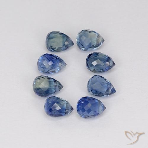 Gemas de Zafiro Azul violeta claro natural de 2.66 ct, Corte Briolette, VS