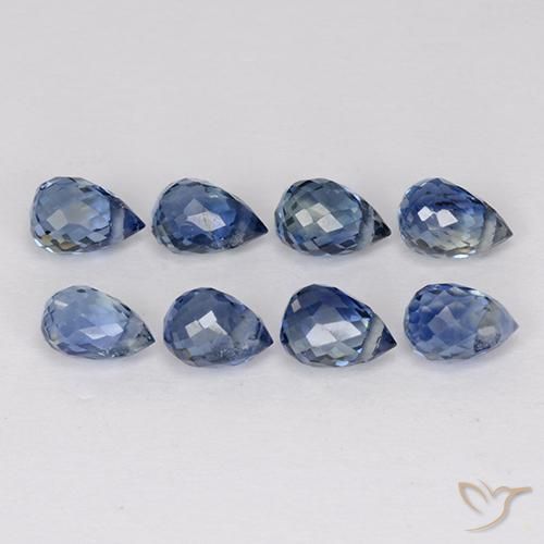 Gemas de Zafiro Azul oscuro natural de 2.57 ct, Corte Briolette, VS