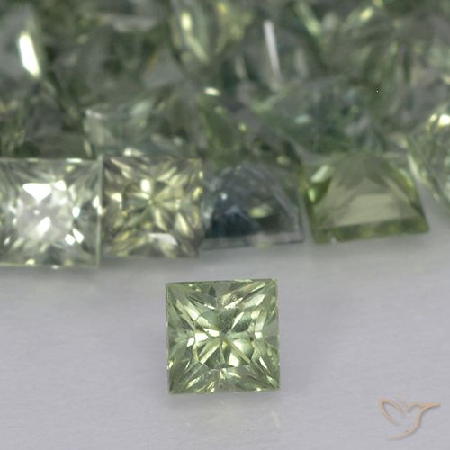 0.22ct Natural Verde salvia claro Zafiro, Cuadrado, VVS-VS