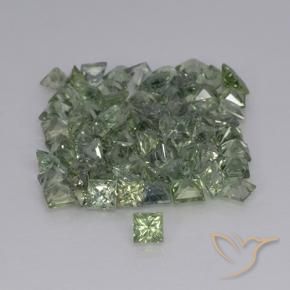 Zafiro Verde salvia claro natural de 0.22 ct, Cuadrado, VVS-VS