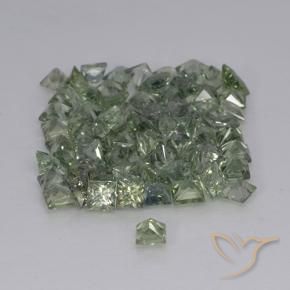 Zafiro Verde salvia claro natural de 0.22 ct, Cuadrado, VVS-VS