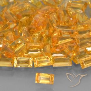 Zafiro Naranja medio natural de 0.26 ct, Corte Baguette, VVS-VS