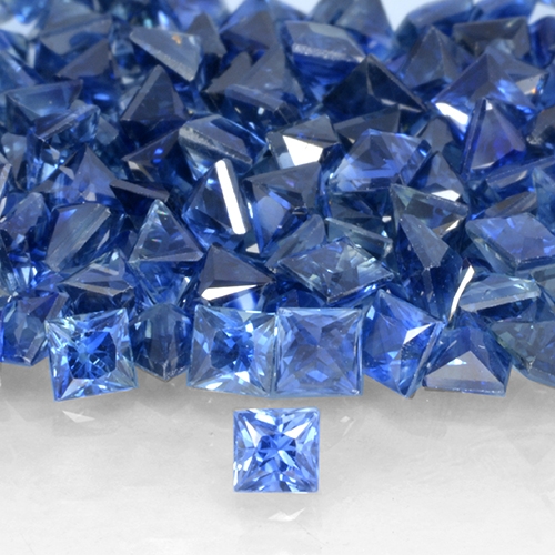 Zafiro Azul oscuro natural de 0.17 ct, Cuadrado, VVS-VS