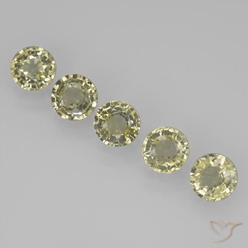 Gemas de Zafiro Amarillo claro natural de 2.18 ct, Redondo, VVS-VS