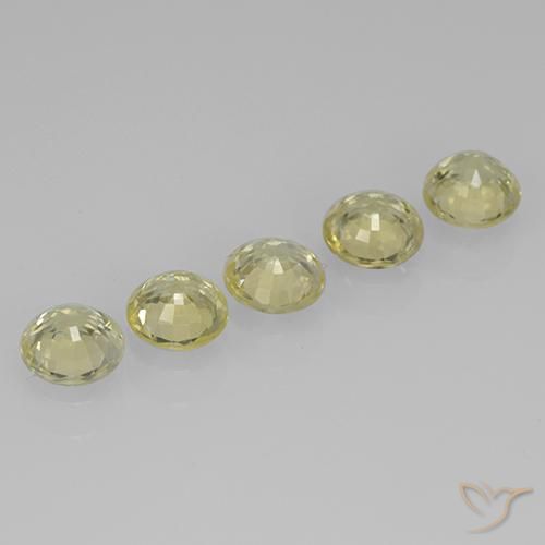 Gemas de Zafiro Amarillo claro natural de 2.18 ct, Redondo, VVS-VS