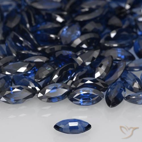 Zafiro Azul marino intenso natural de 0.48 ct, Marquesa, VVS-VS