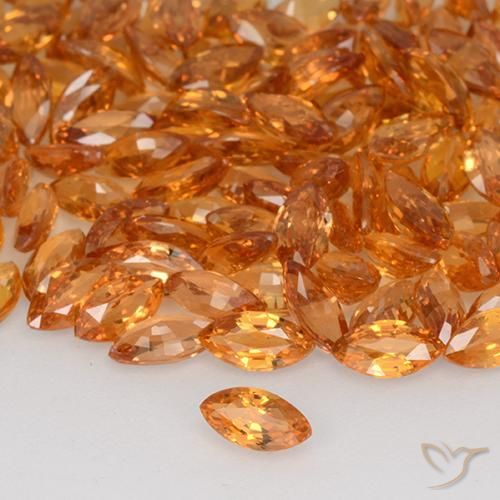 Zafiro Naranja tigre natural de 0.20 ct, Marquesa, VVS-VS