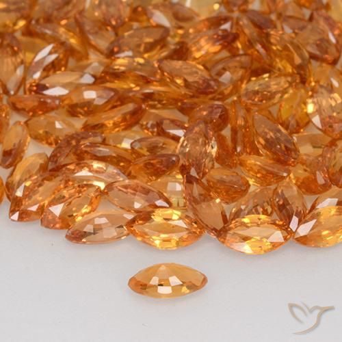 Zafiro Naranja tigre natural de 0.20 ct, Marquesa, VVS-VS