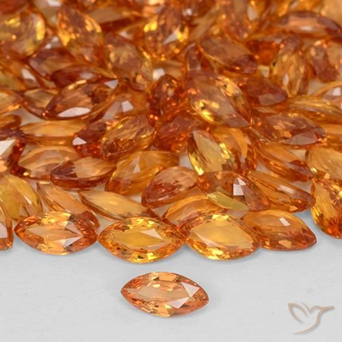 Zafiro Naranja claro natural de 0.19 ct, Marquesa, VVS-VS