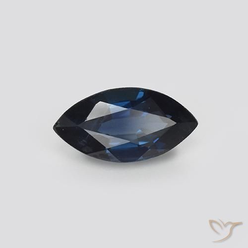 Zafiro Azul negruzco natural de 1.17 ct, Marquesa, VVS-VS