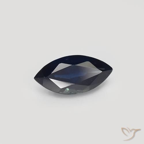 Zafiro Azul negruzco natural de 1.07 ct, Marquesa, VVS-VS