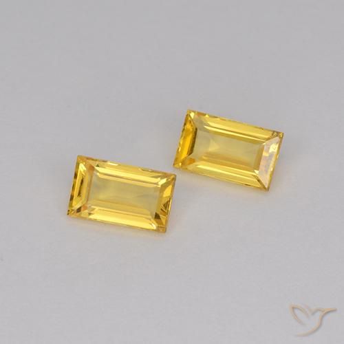 Gemas de Zafiro Dorado natural de 0.75 ct, Corte Baguette, VS