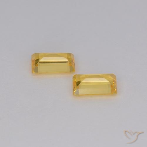 Gemas de Zafiro Dorado natural de 0.75 ct, Corte Baguette, VS