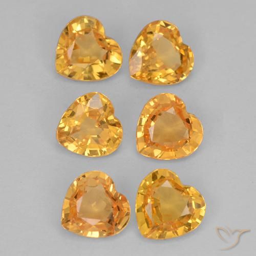 Gemas de Zafiro Dorado naranja intenso natural de 1.16 ct, Forma de corazón, VS