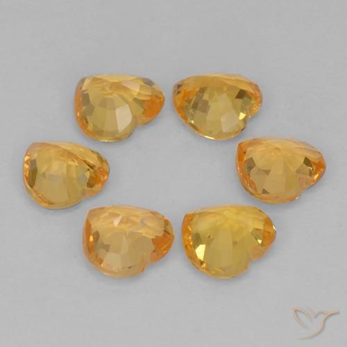 Gemas de Zafiro Dorado naranja intenso natural de 1.16 ct, Forma de corazón, VS