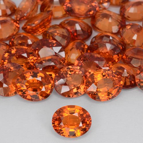 Zafiro Naranja rojizo natural de 0.81 ct, Ovalada, VVS-VS