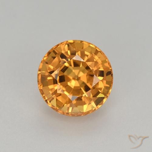 1.06ct Natural Naranja oscuro Zafiro, Redondo, VVS