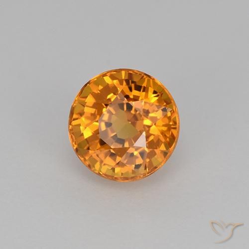 Zafiro Dorado naranja intenso natural de 0.98 ct, Redondo, VVS