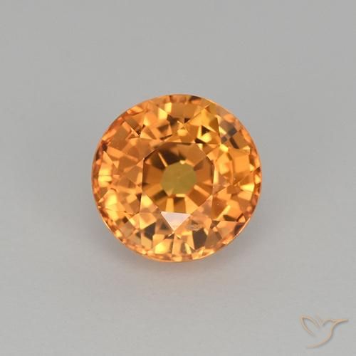 1.00ct Natural Naranja oscuro Zafiro, Redondo, VVS