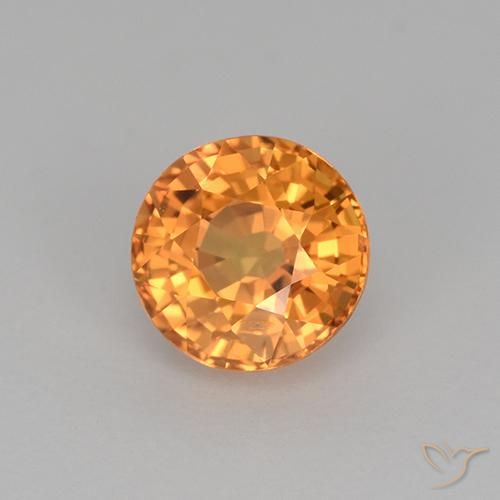 Zafiro Naranja oscuro natural de 1.00 ct, Redondo, VVS