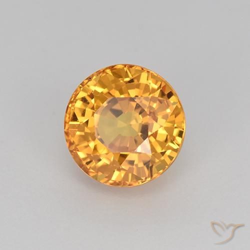 Zafiro Naranja medio natural de 1.16 ct, Redondo, VVS