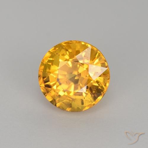 Zafiro Naranja dorado intenso natural de 1.11 ct, Redondo, VVS-VS