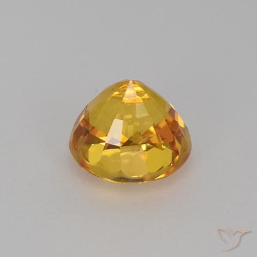 Zafiro Naranja dorado intenso natural de 1.11 ct, Redondo, VVS-VS