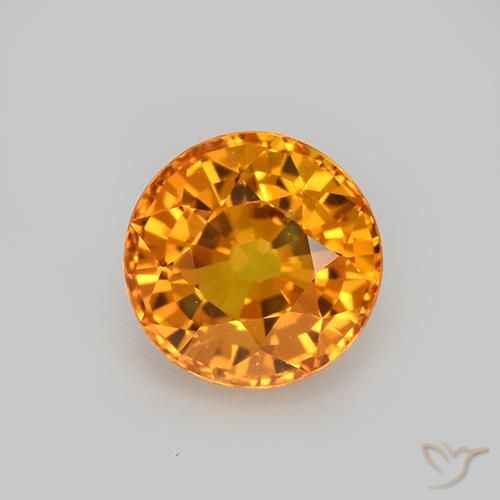 1.08ct Natural Dorado naranja intenso Zafiro, Redondo, VVS-VS