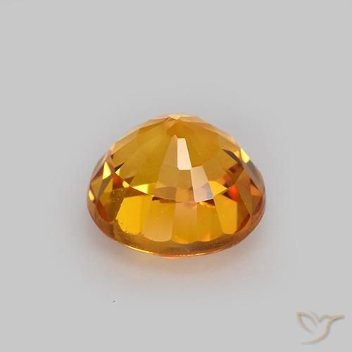 Zafiro Dorado naranja intenso natural de 1.08 ct, Redondo, VVS-VS