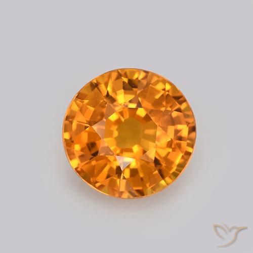 0.99ct Natural Dorado naranja intenso Zafiro, Redondo, VVS