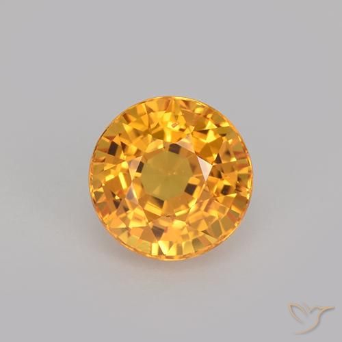 1.03ct Natural Naranja medio Zafiro, Redondo, VVS