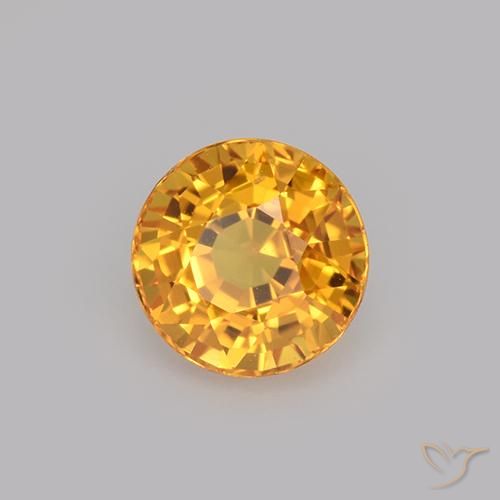 Zafiro Naranja medio natural de 1.03 ct, Redondo, VVS