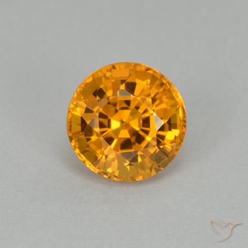 1.00ct Natural Dorado naranja intenso Zafiro, Redondo, VVS