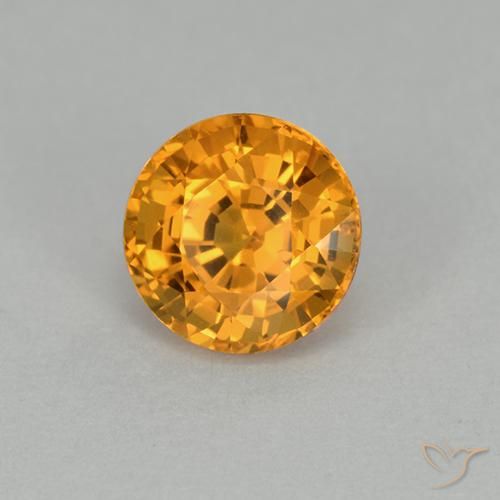 Zafiro Dorado naranja intenso natural de 1.00 ct, Redondo, VVS