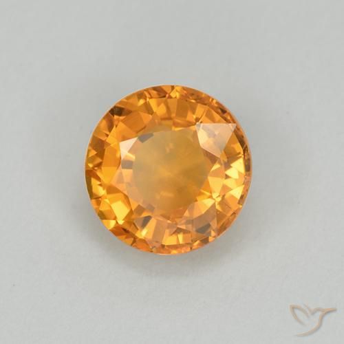 Zafiro Naranja medio natural de 1.01 ct, Redondo, VVS