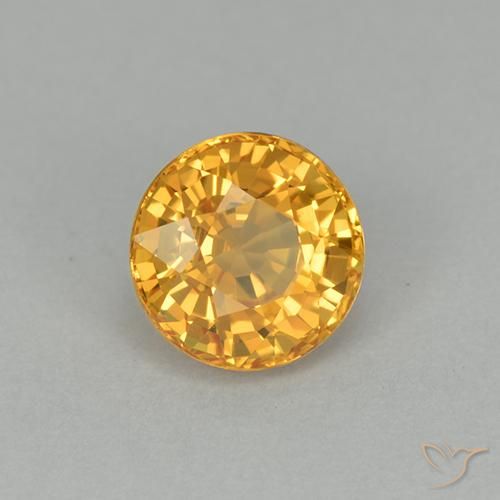 Zafiro Dorado oscuro natural de 1.05 ct, Redondo, VVS