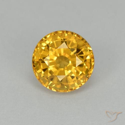1.14ct Natural Dorado intenso Zafiro, Redondo, VVS