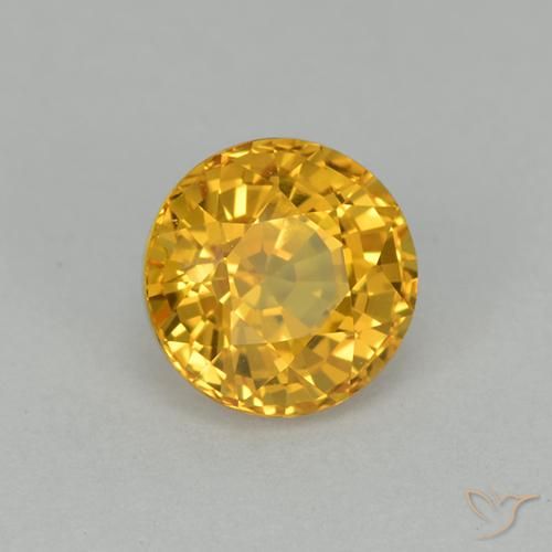 Zafiro Dorado intenso natural de 1.14 ct, Redondo, VVS