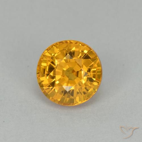 1.00ct Natural Dorado oscuro Zafiro, Redondo, VVS