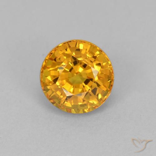 1.02ct Natural Naranja dorado intenso Zafiro, Redondo, VVS