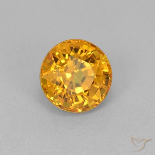 Zafiro Naranja dorado intenso natural de 1.02 ct, Redondo, VVS