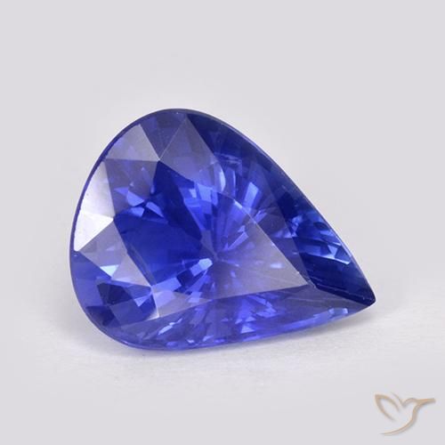 Zafiro Azul violeta intenso natural de 4.38 ct, En forma de pera, VS