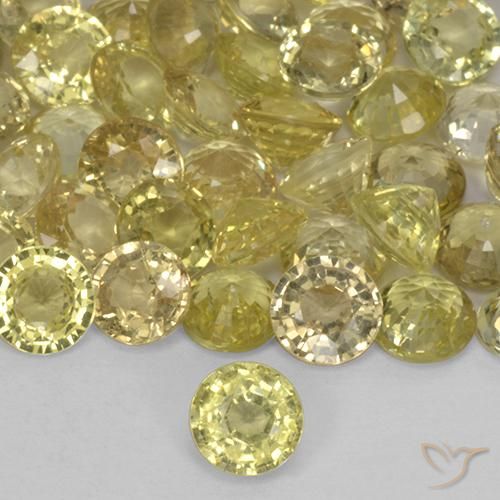 0.40ct Natural Amarillo pálido Zafiro, Redondo, VS