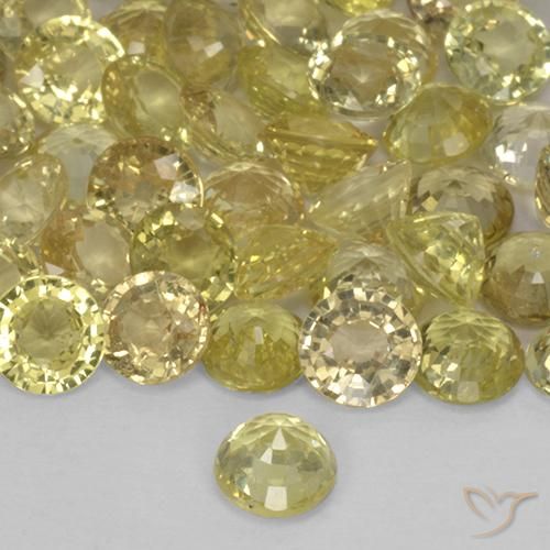 Zafiro Amarillo pálido natural de 0.40 ct, Redondo, VS