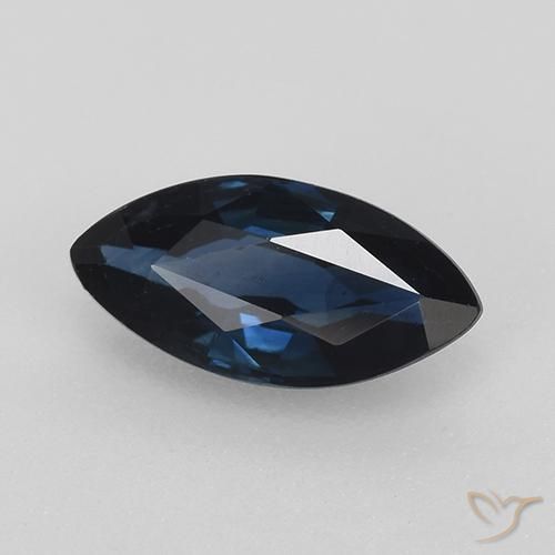 Zafiro Azul oscuro natural de 0.75 ct, Marquesa, VVS-VS